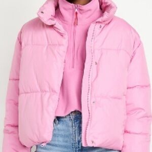 Pink puffer jacket
